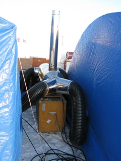 Oil fired heaters keep Ice Station Barneo tents toasty warm.