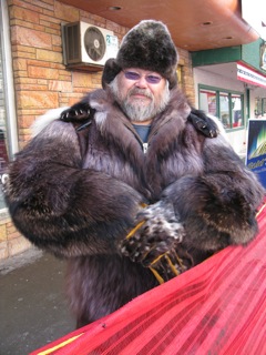 Furry spectator at the Open North American Sled Dog Race in Fairbanks